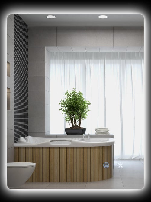 Miroir rectangulaire mural lumineux LED de salle de bain 70 x 50 cm - Kiabi
