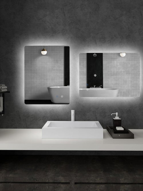 Miroir rectangulaire mural lumineux LED de salle de bain 70 x 50 cm - Kiabi