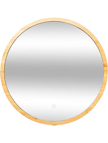 Miroir rond à LED en bambou