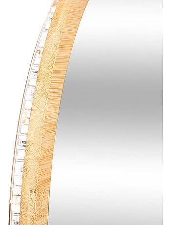 Miroir rond à LED en bambou