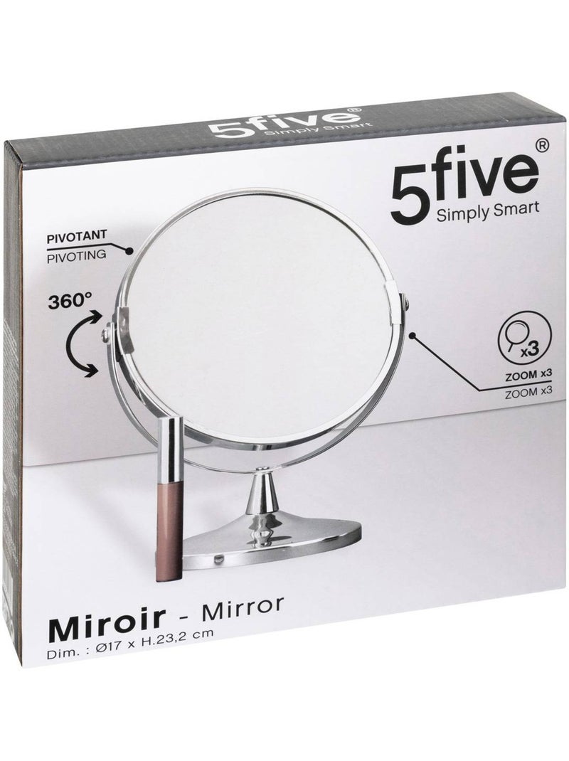 Miroir rond à poser en métal Argent - Kiabi