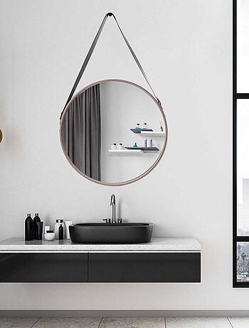 Miroir rond à suspendre avec une anse