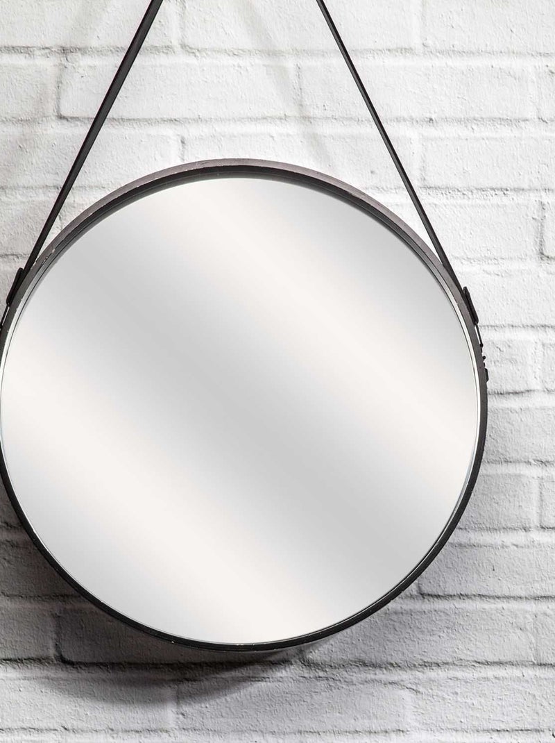 Miroir rond à suspendre avec une anse Noir - Kiabi