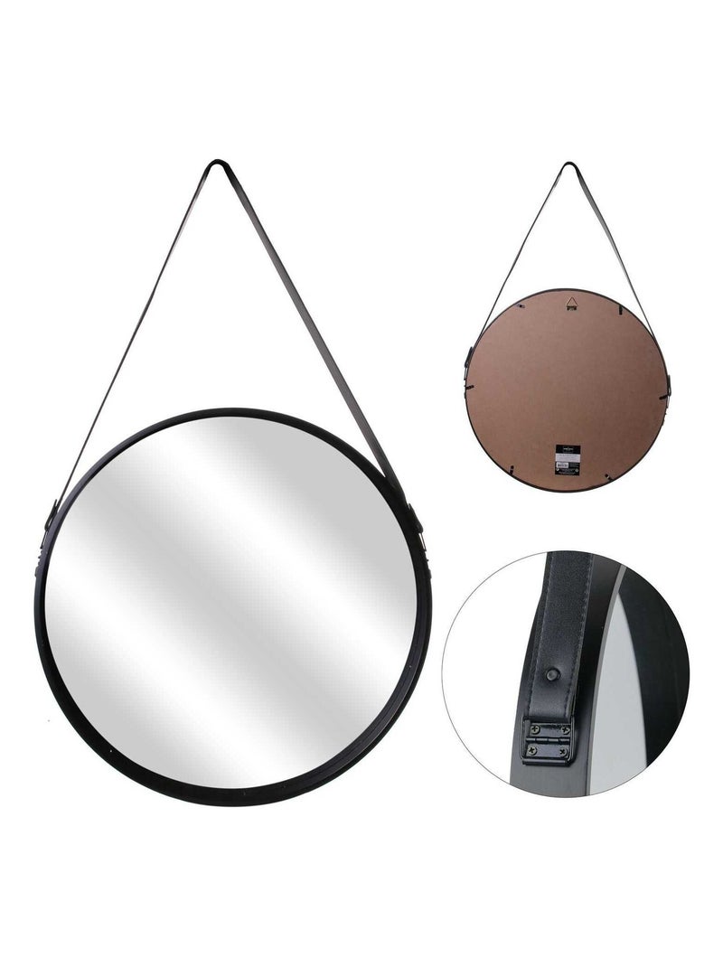 Miroir rond à suspendre avec une anse Noir - Kiabi