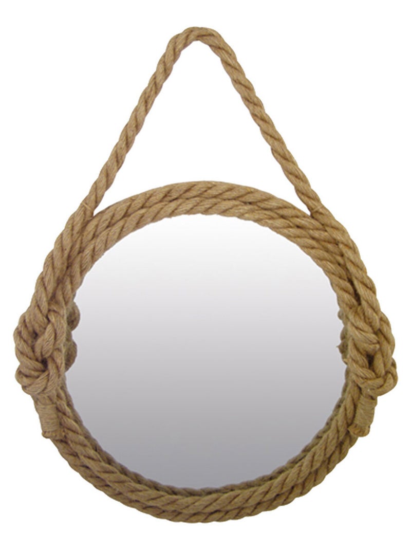 Miroir rond avec cordage Beige - Kiabi