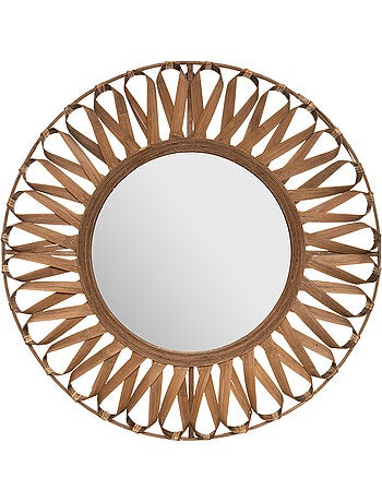 Miroir rond avec rosace en bambou EVE