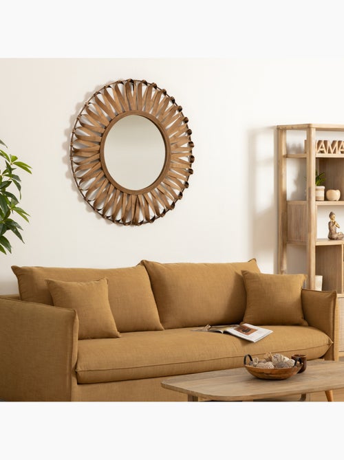 Miroir rond avec rosace en bambou EVE - Kiabi