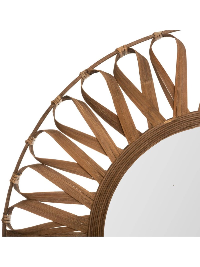 Miroir rond avec rosace en bambou eve Beige - Kiabi
