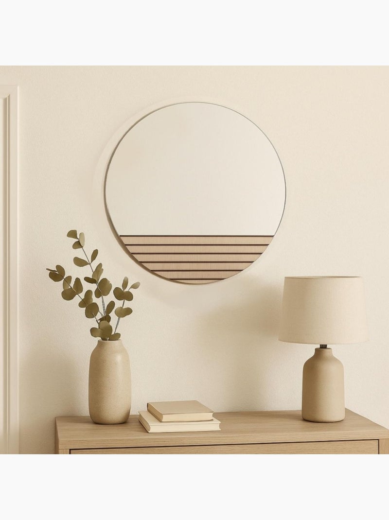 Miroir rond avec tasseaux 40cm Beige - Kiabi