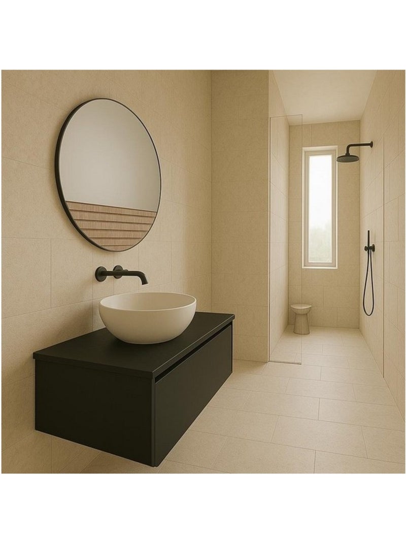 Miroir rond avec tasseaux 40cm Beige - Kiabi