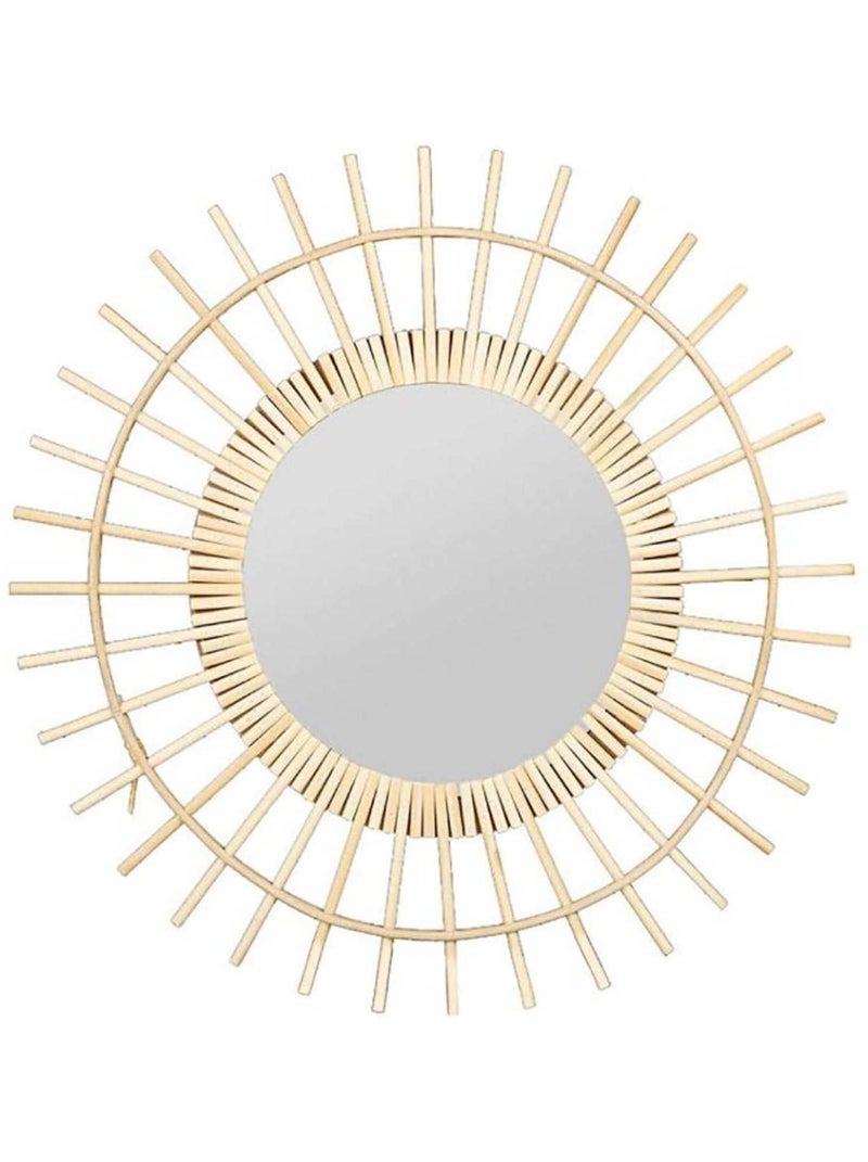 Miroir rond bambou soleil D54 Beige - Kiabi