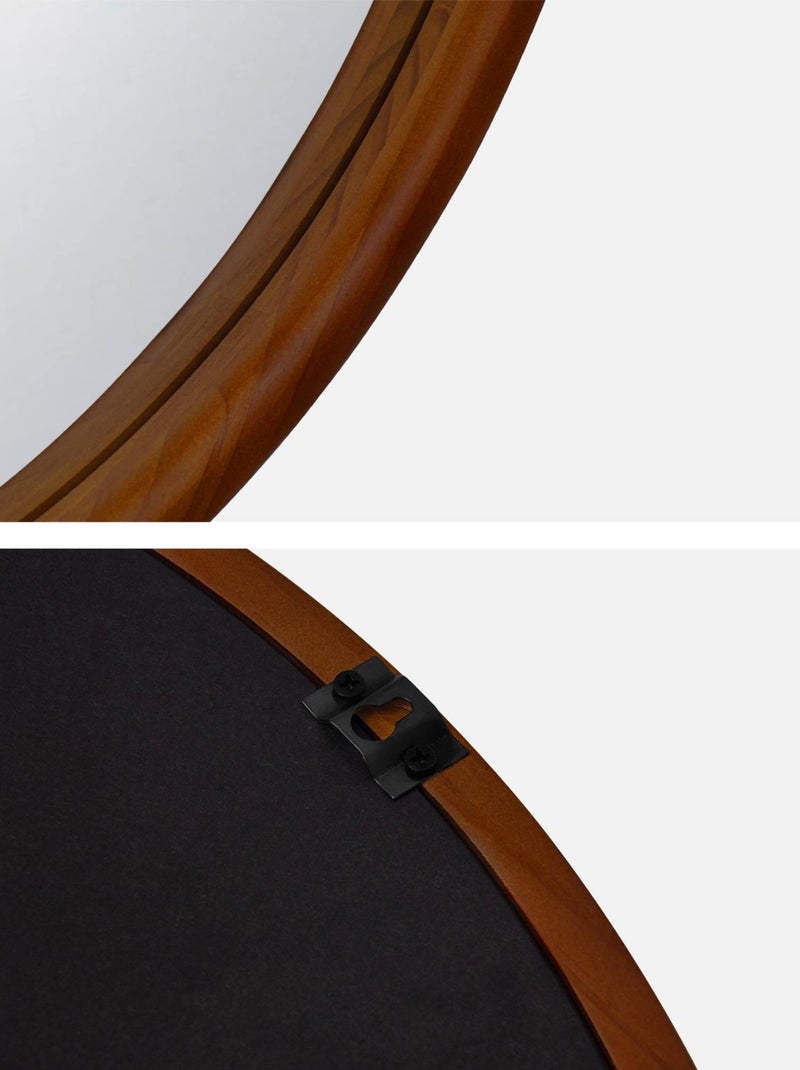 Miroir rond bois de pin Ø60cm Georgia Marron foncé - Kiabi