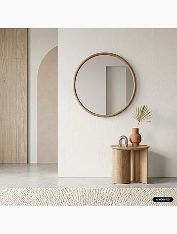 Miroir rond bois d'hévéa ø60cm ivy