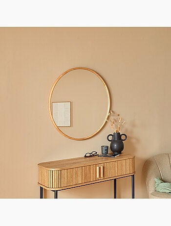Miroir rond en bois d'hévéa KIM