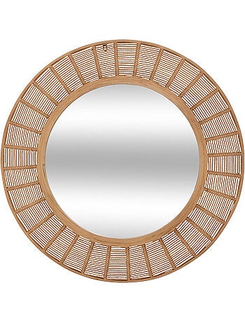 Miroir rond cadre bambou tressé ZELIE