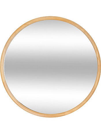 Miroir rond cadre en bois d'hévéa KIM
