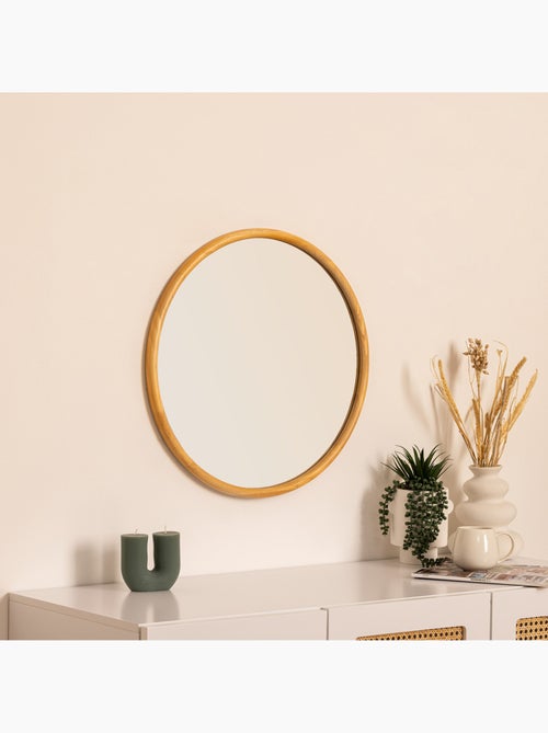 Miroir rond cadre en bois d'hévéa KIM - Kiabi