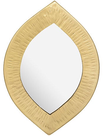 Miroir rond cadre métal brillant texturé ROMY