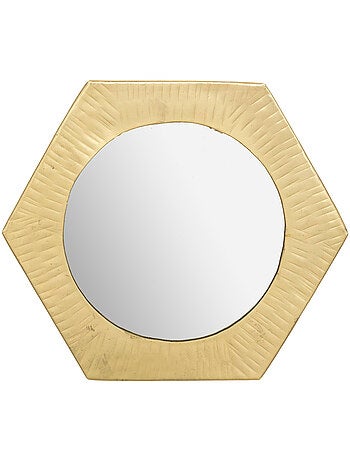 Miroir rond cadre métal brillant texturé ROMY