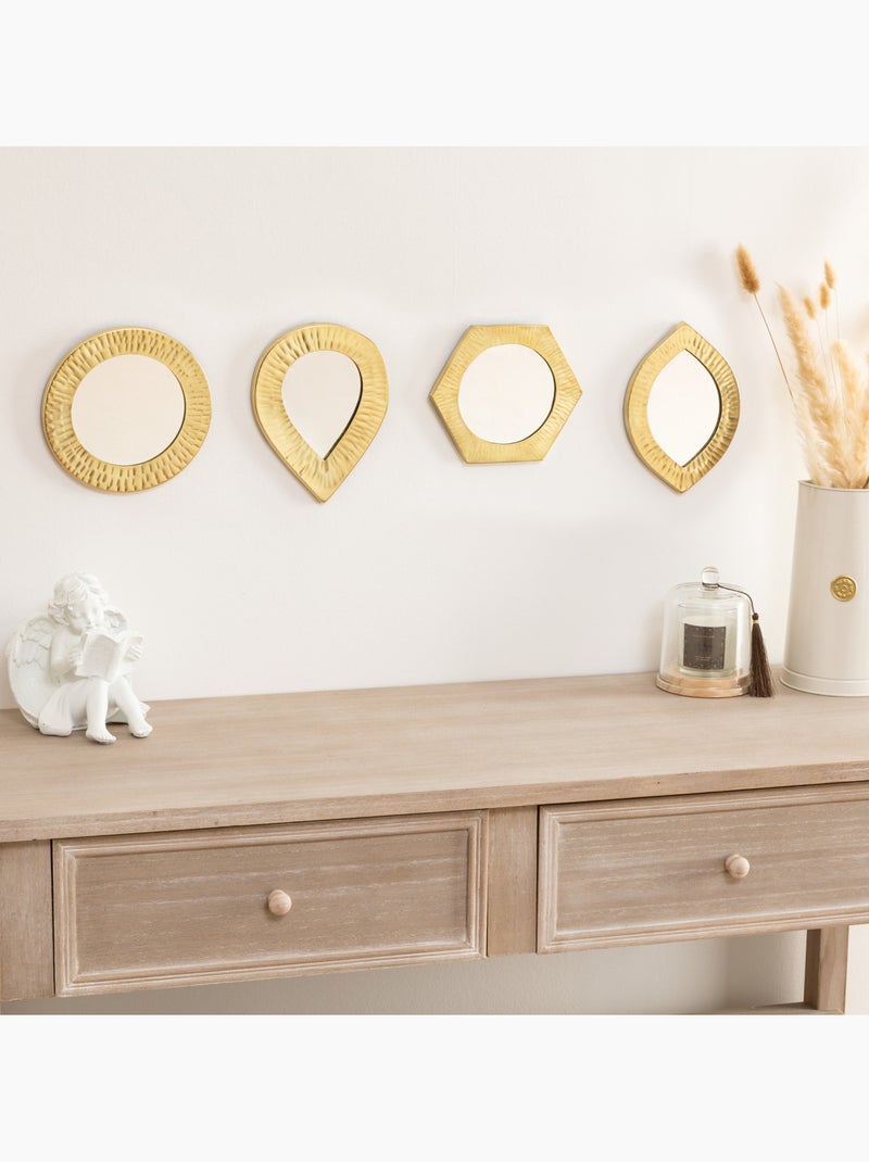 Miroir rond cadre métal brillant texturé ROMY Noir - Kiabi
