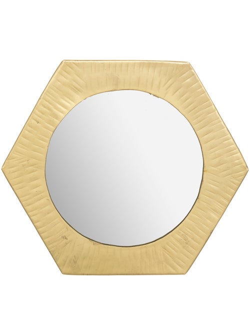 Miroir rond cadre métal brillant texturé ROMY - Kiabi