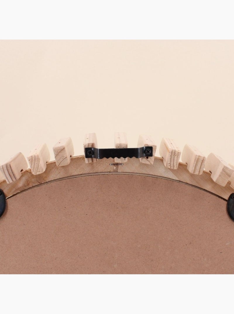 Miroir rond contour détails bois 45cm Beige - Kiabi