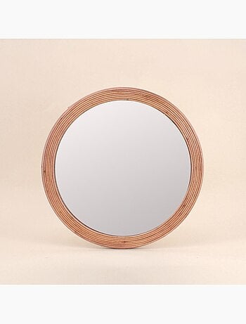Miroir rond contour rotin 45cm