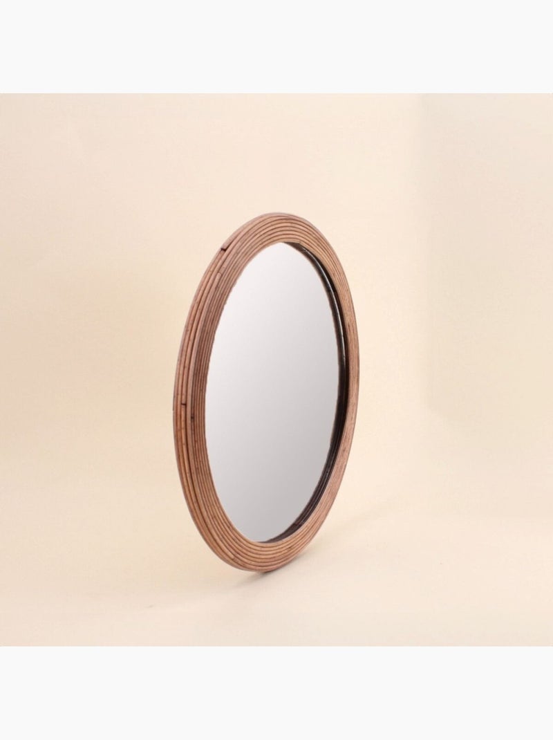 Miroir rond contour rotin 45cm Marron - Kiabi