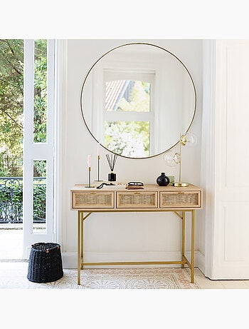Miroir rond design cadre métal fin 76cm alice