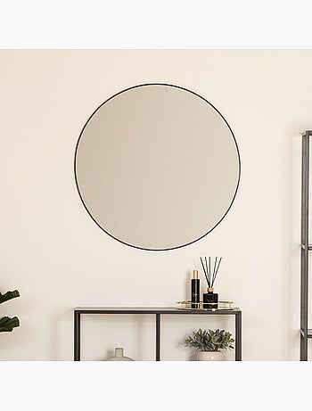 Miroir rond design cadre métal fin 76cm alice