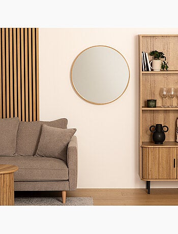 Miroir rond effet bois 68cm LETIZIA