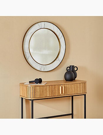 Miroir rond effet laiton et marbre ALISHA