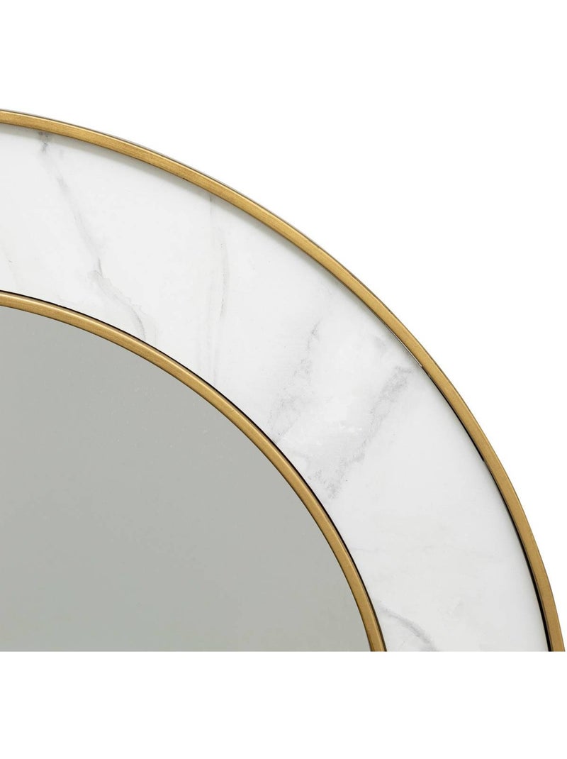Miroir rond effet laiton et marbre ALISHA Blanc - Kiabi
