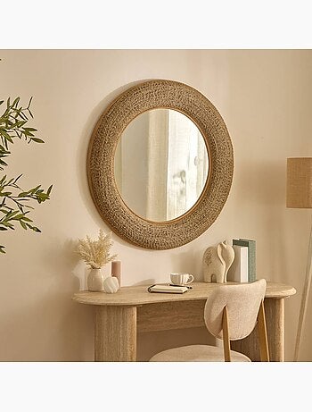 Miroir rond en bambou nathan