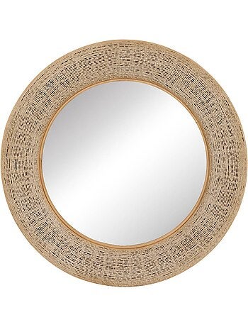 Miroir rond en bambou nathan