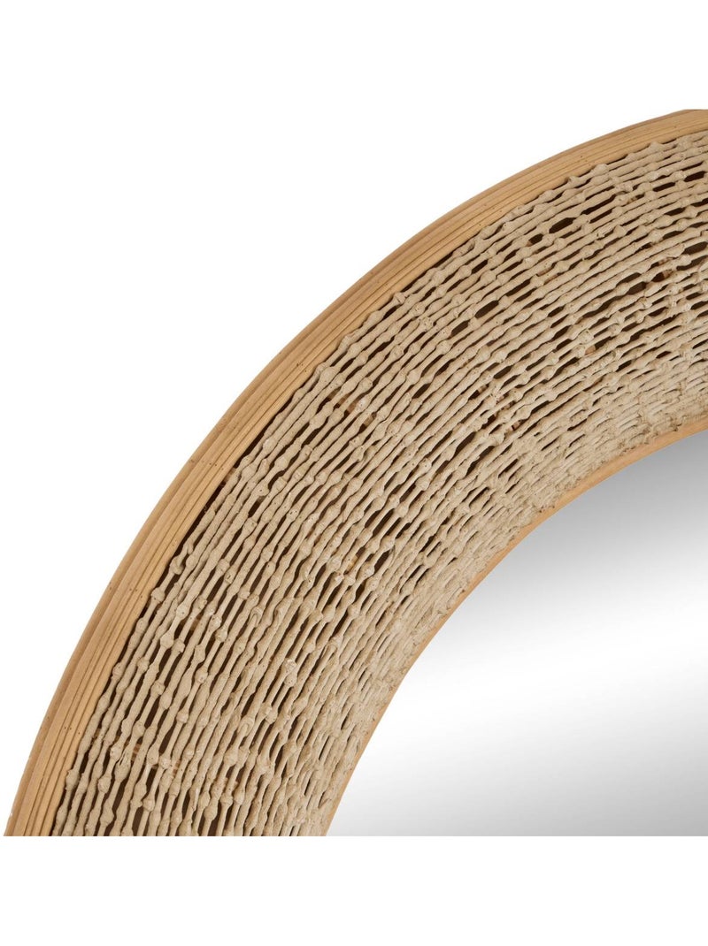 Miroir rond en bambou NATHAN Beige - Kiabi