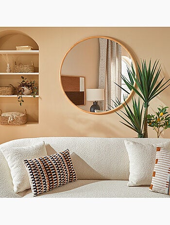 Miroir rond en bois d'hévéa KIM