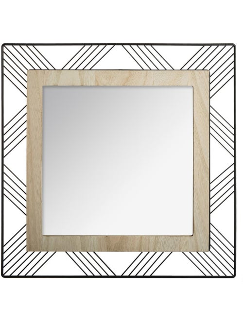 Miroir rond en bois et métal JOE - Kiabi