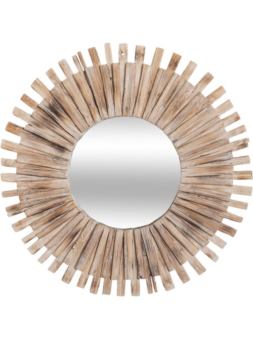 Miroir rond en bois flotté manon - Kiabi