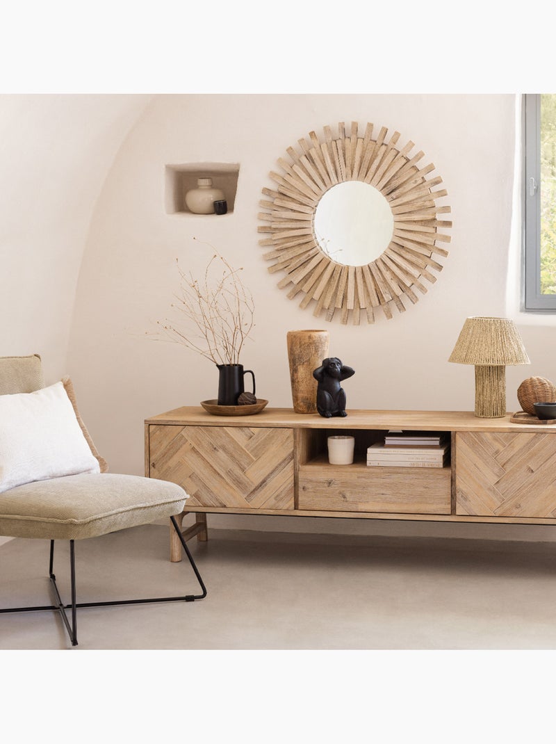 Miroir rond en bois flotté manon Beige - Kiabi