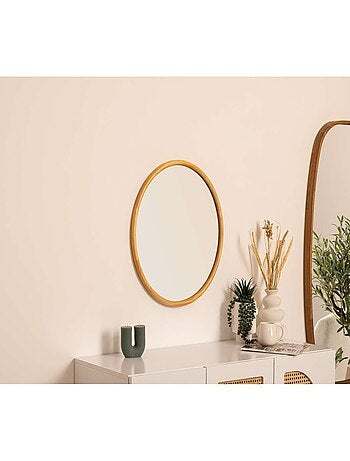 Miroir rond en bois