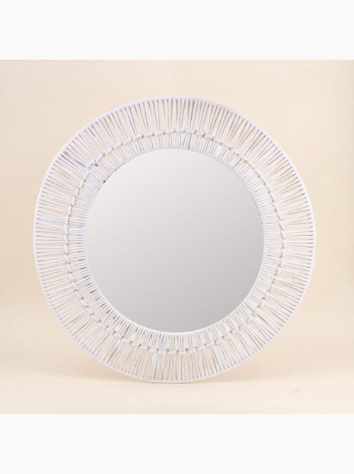 Miroir rond en corde beige 60cm - Kiabi