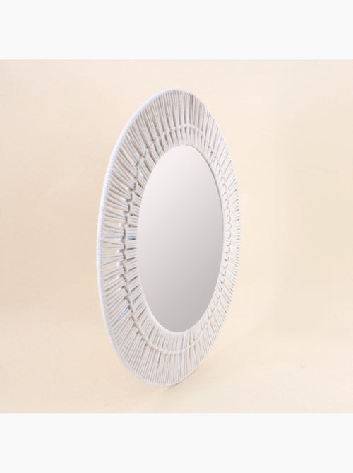Miroir rond en corde beige 60cm - Kiabi