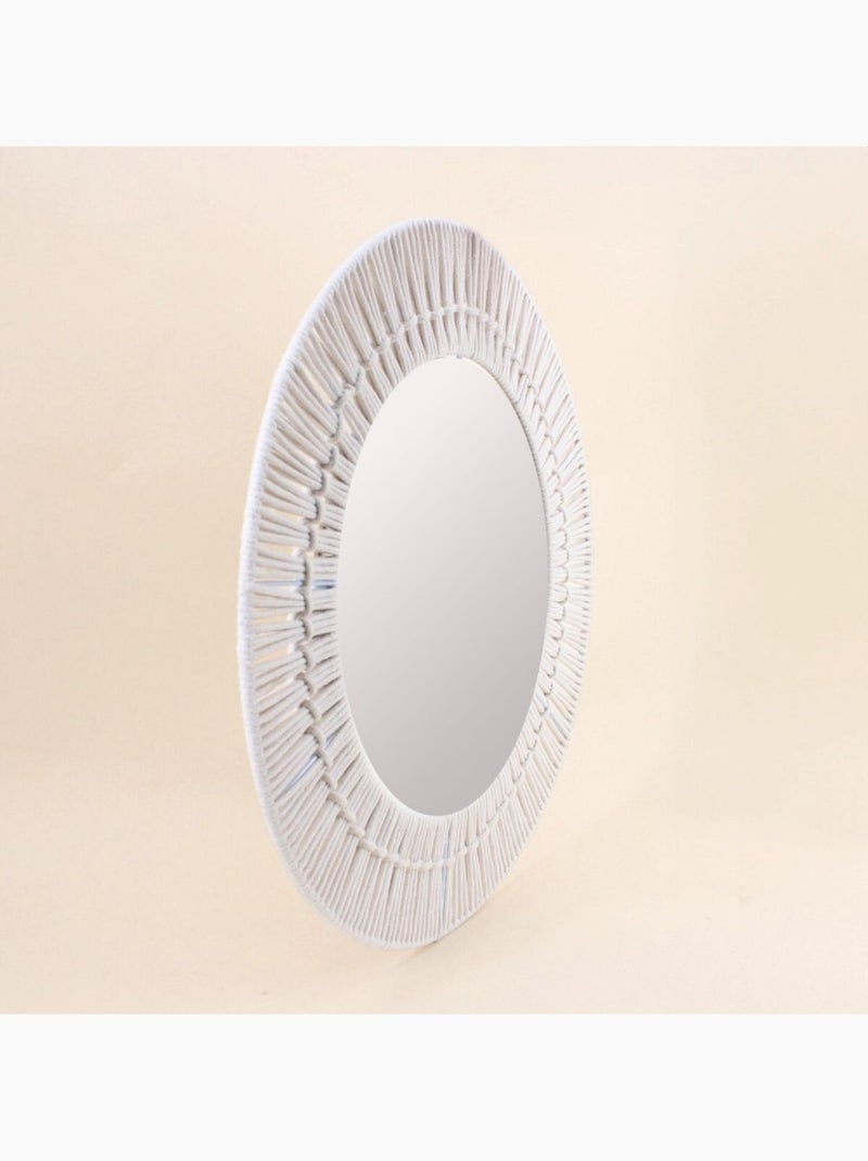 Miroir rond en corde beige 60cm Beige - Kiabi