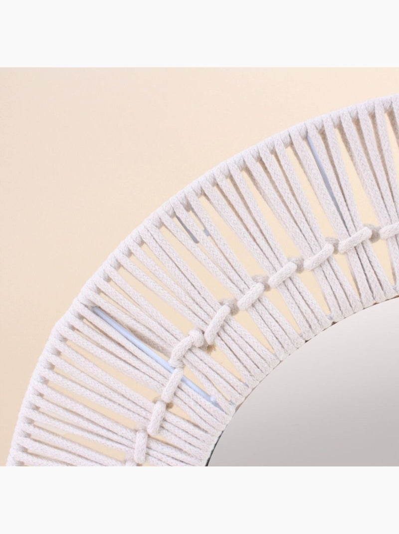 Miroir rond en corde beige 60cm Beige - Kiabi