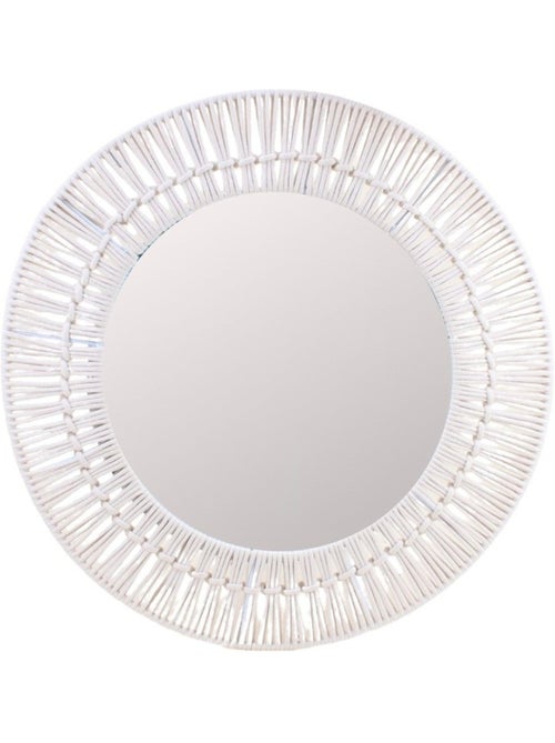 Miroir rond en corde beige 60cm - Kiabi