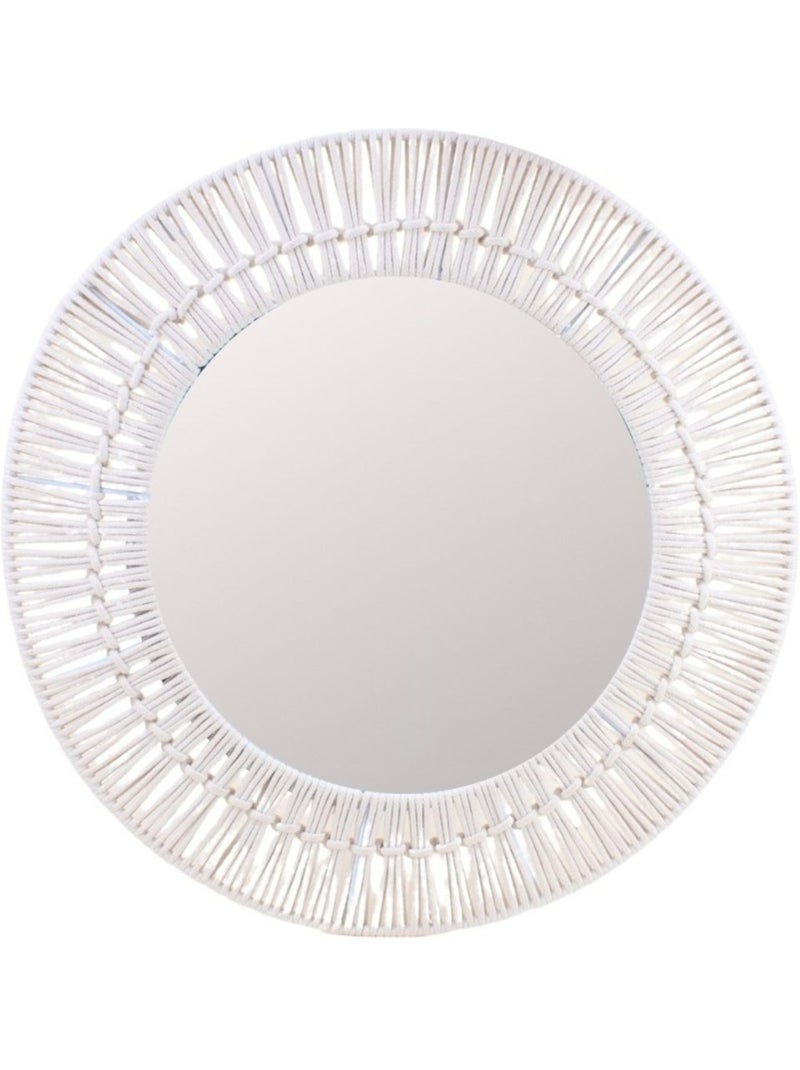 Miroir rond en corde beige 60cm Beige - Kiabi
