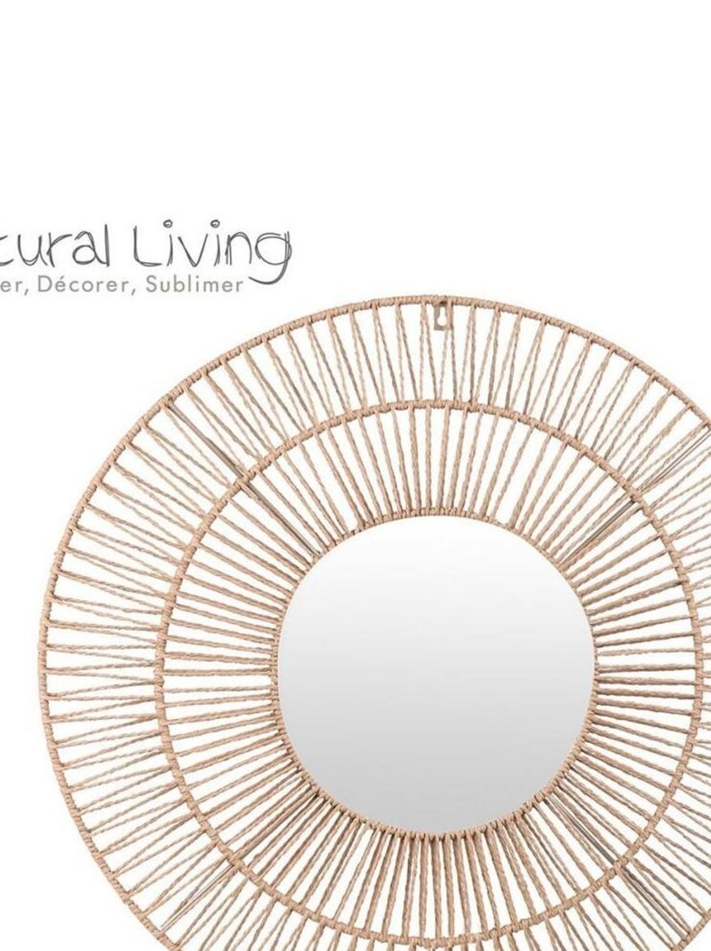 Miroir rond en corde D50 Beige - Kiabi