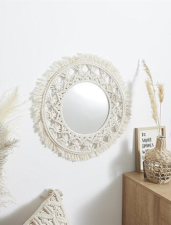 Miroir rond en macramé BOHO