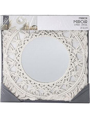 Miroir rond en macramé BOHO